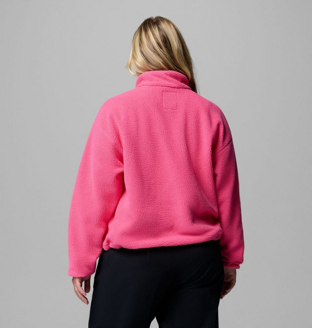 Women's Plus Cropped Sherpa Half-Snap Pullover - Tan