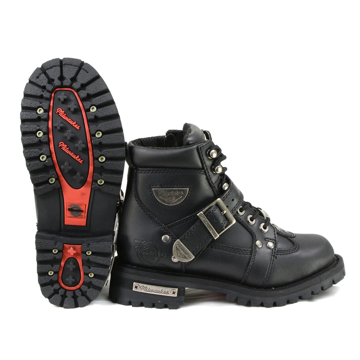 Women's Lace-Up Motorcycle Boots - Black