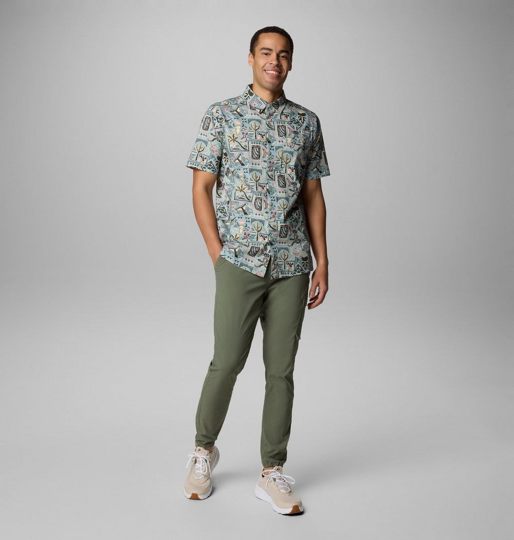 Men's Short-Sleeve Cotton Camp Shirt - Gray