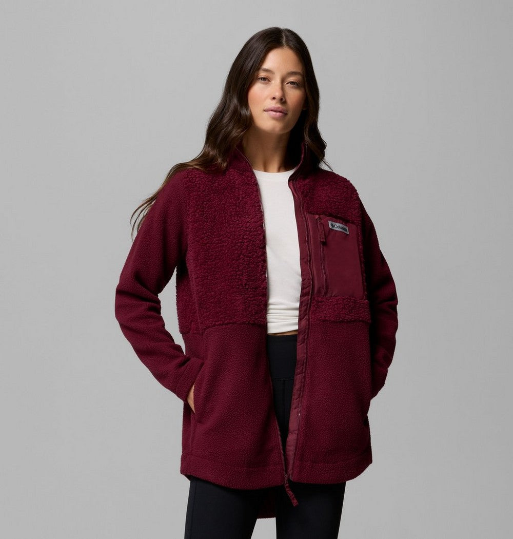Women's Long Sherpa Full-Zip Fleece Jacket
