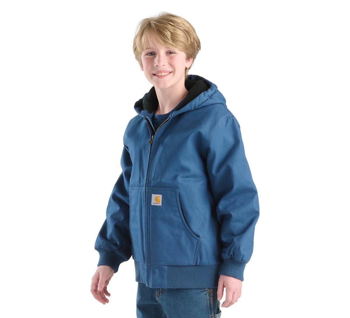 Boys' Insulated Canvas Hooded Jacket - Blue
