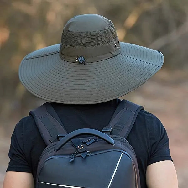 Leotruny Super Wide Brim Bucket Hat Upf50+ Waterproof Sun Hat For Fishing Hiking Camping Army Green