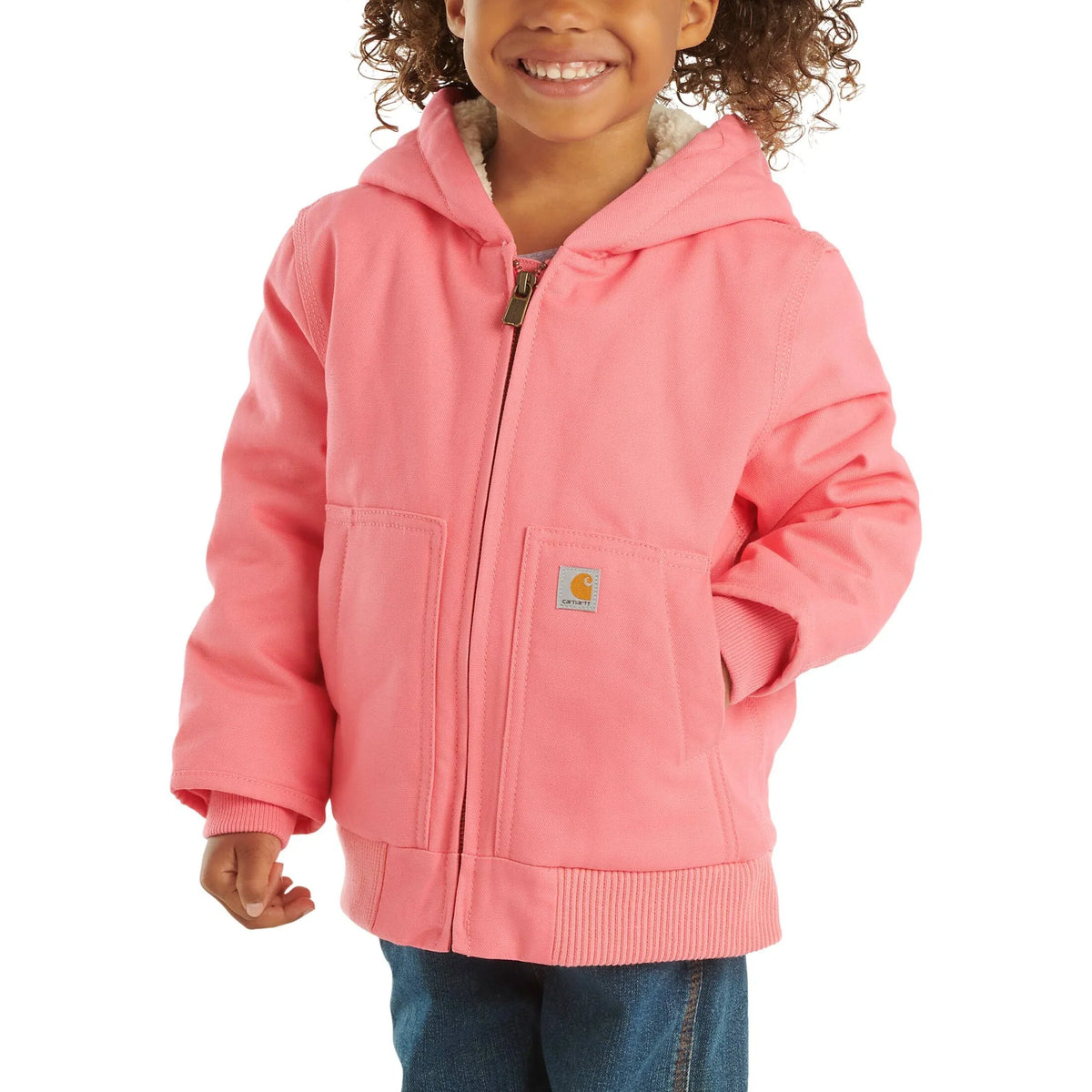 Girls' Insulated Canvas Hooded Jacket - Pink