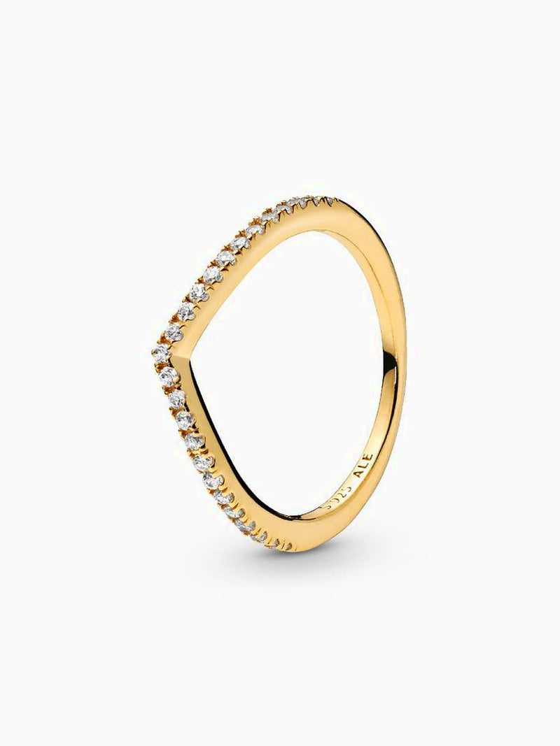 Gold Tone Wishbone and Heart Ring Set