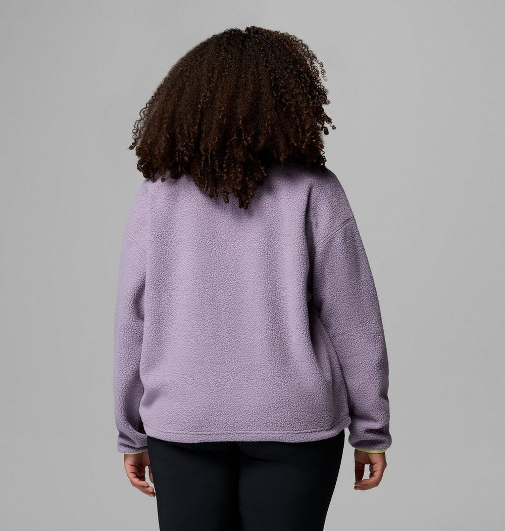 Women's Plus Cropped Sherpa Half-Snap Pullover - Tan