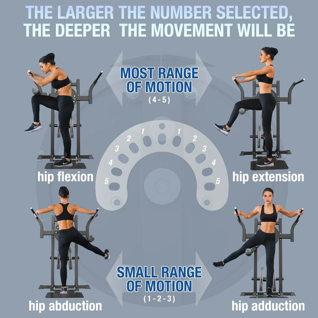 Syedee Plate Loaded Standing Hip Training Machine, Adjustable 9 Height Settings, 450lbs Capacity