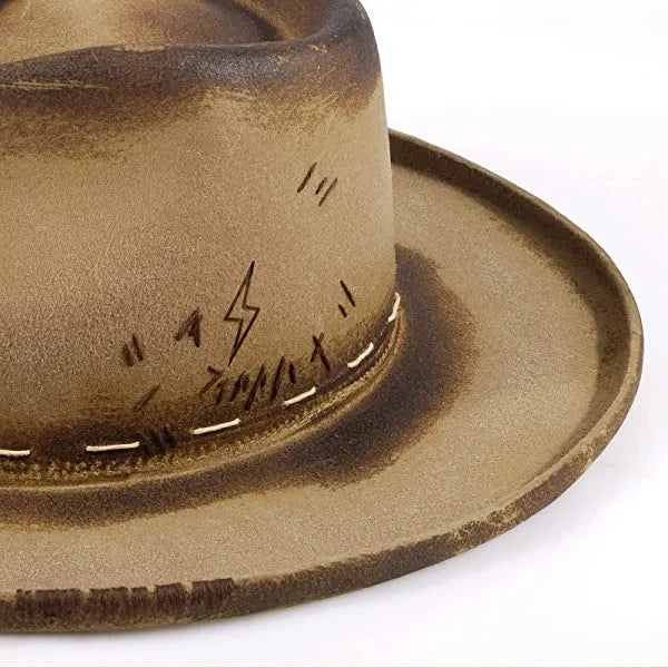 Vintage Fedora Lightning Hat-Camel Code