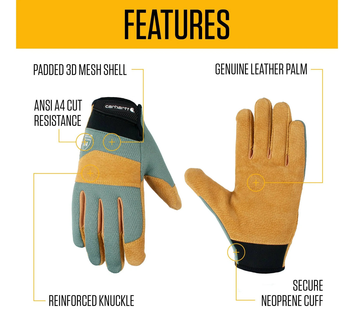 Women's A4 Cut-Resistant Work Gloves - Green