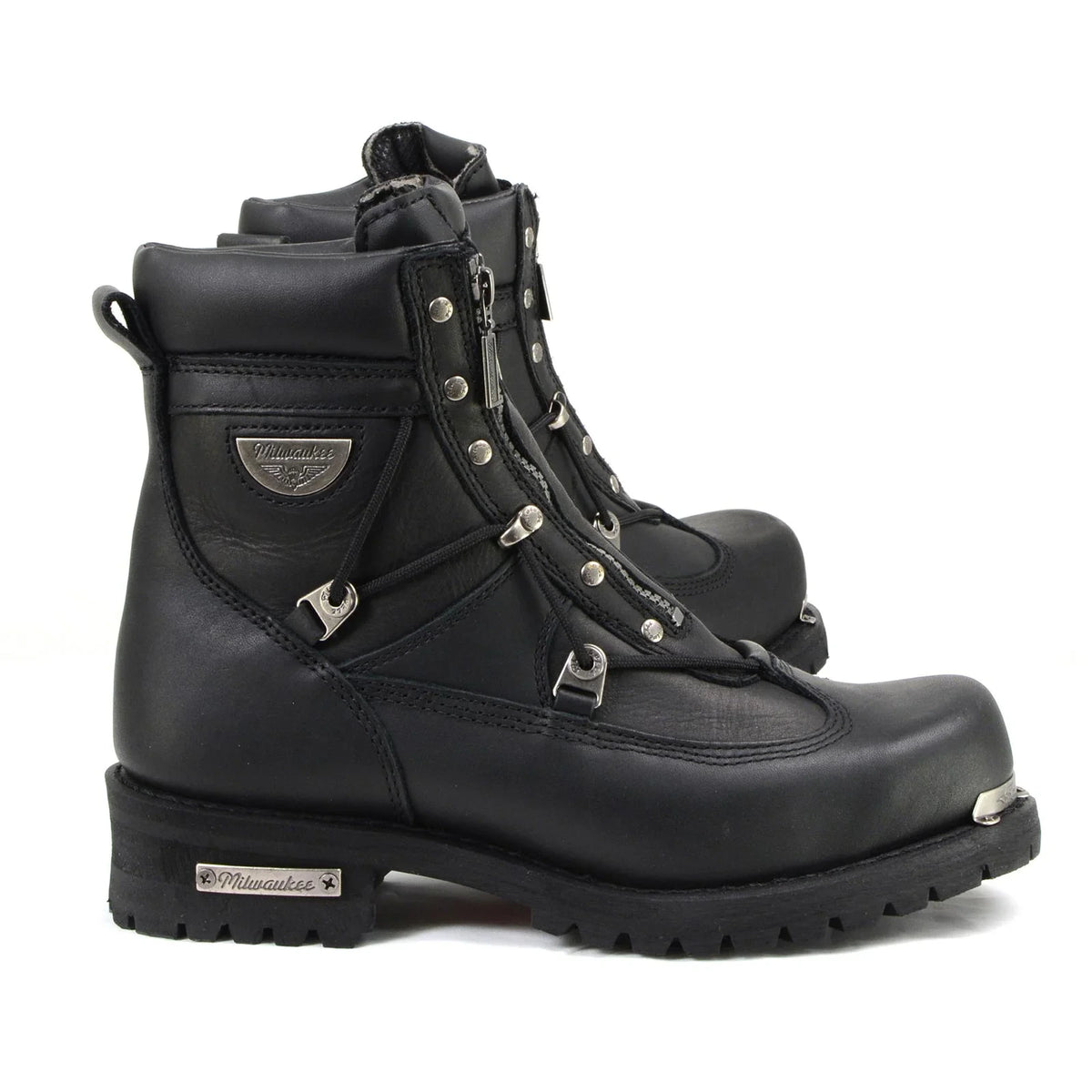 Men's Extra-Wide Zip Motorcycle Boots - Black