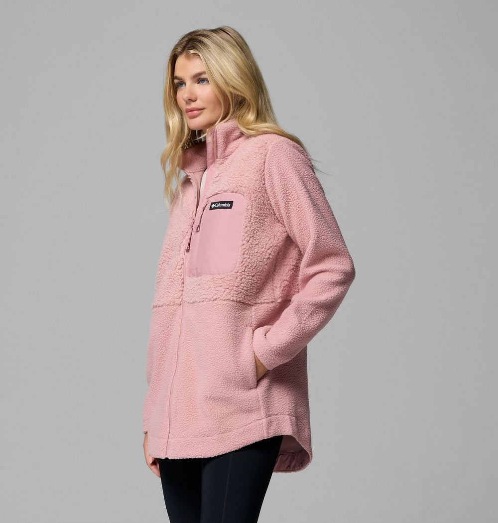 Women's Long Sherpa Full-Zip Fleece Jacket