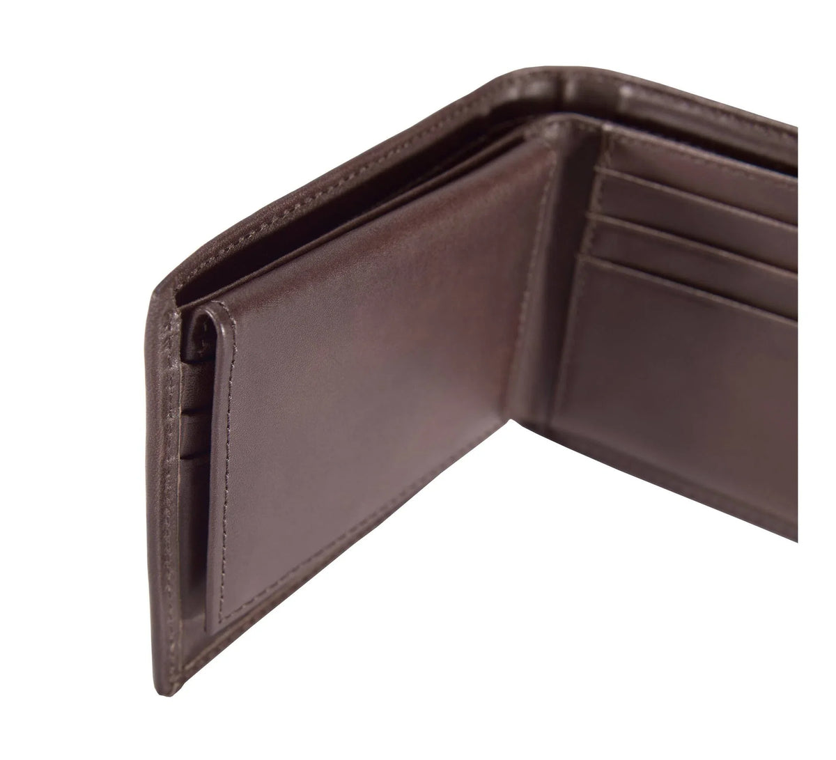 Full-Grain Leather Trifold ID Wallet - Brown