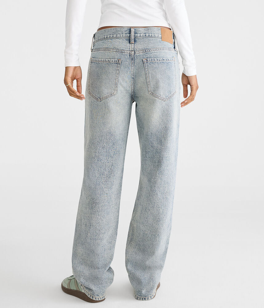 Low-Rise Baggy Straight-Leg Jeans - Medium Wash