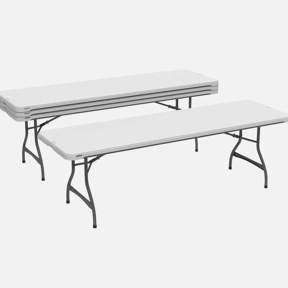 Lifetime Commercial Nesting Folding Table 4-Pack, 96 in. x 30 in., White Granite - 8-Foot