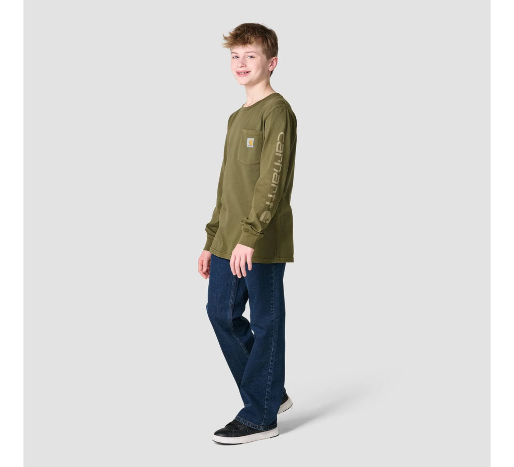 Boys' Garment-Dyed Pocket T-Shirt - Olive