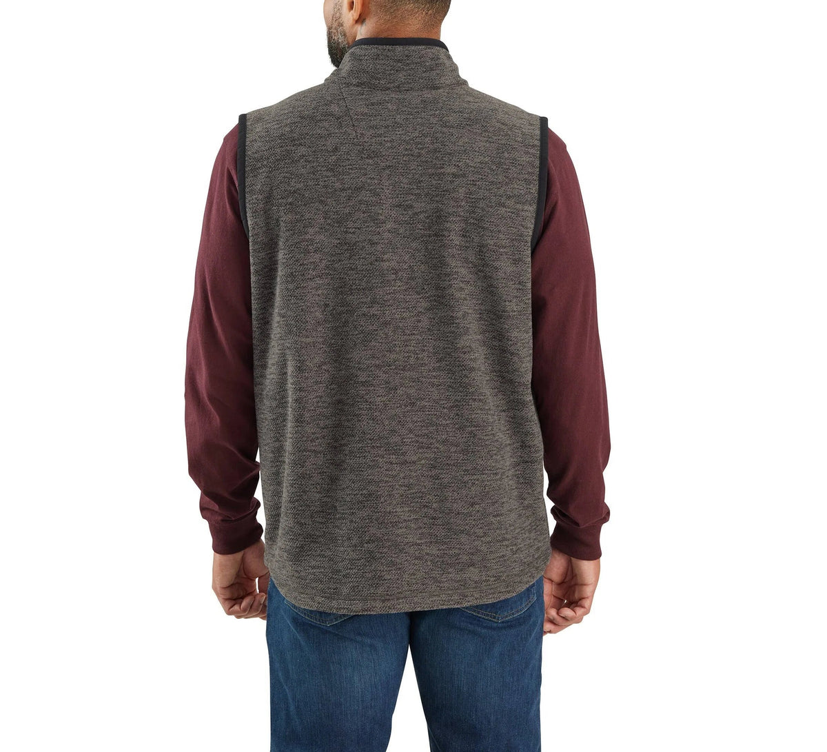 Men's Textured Fleece Zip Vest - Heather Gray