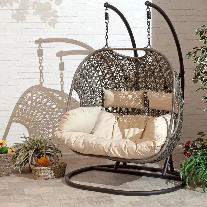 Patio Wicker Hanging Basket Chair With Stand - 600lbs