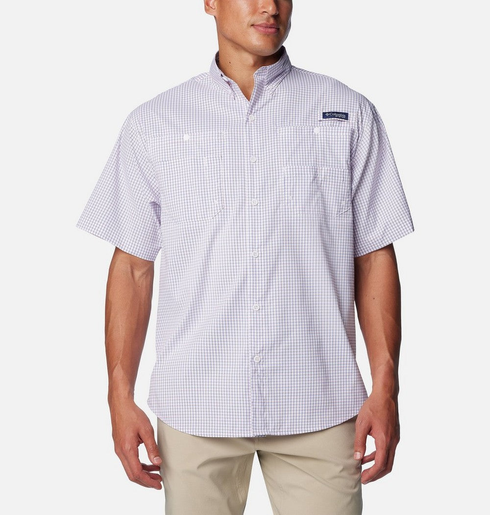 Men's Vented Short-Sleeve Fishing Shirt - Green Gingham
