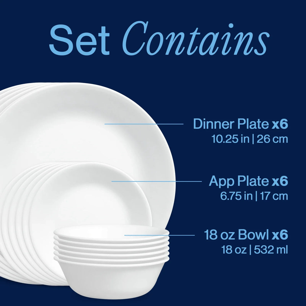 18-Piece White Dinnerware Set - Service For 6