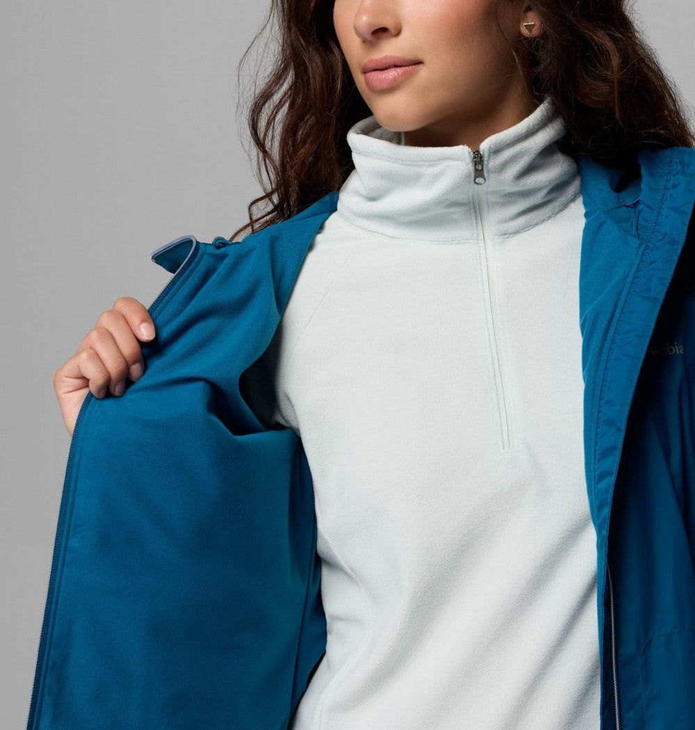 Women's Lined Long Rain Jacket - Blue