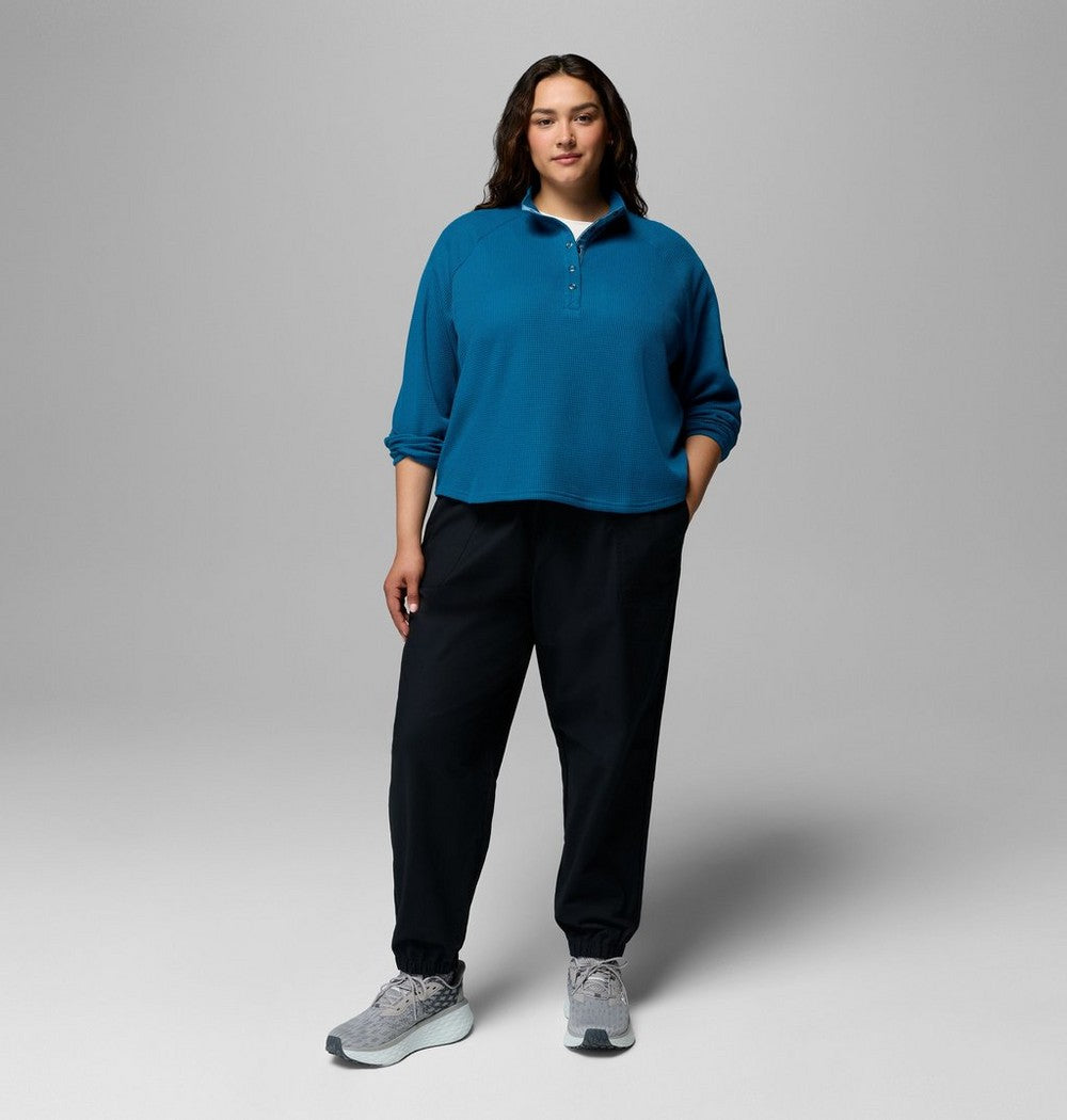 Women's Plus Waffle-Knit Half-Snap Shirt - Gray