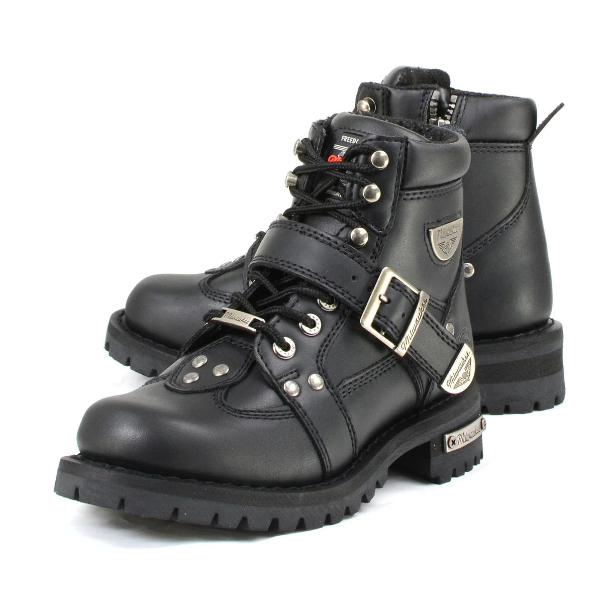 Women's Lace-Up Motorcycle Boots - Black