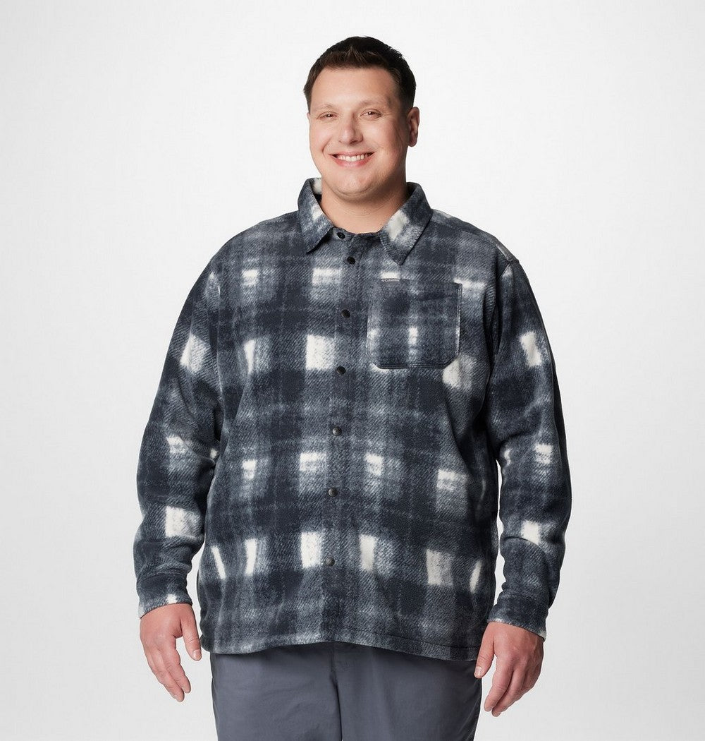 Men's Big Printed Fleece Shirt Jacket - Cream