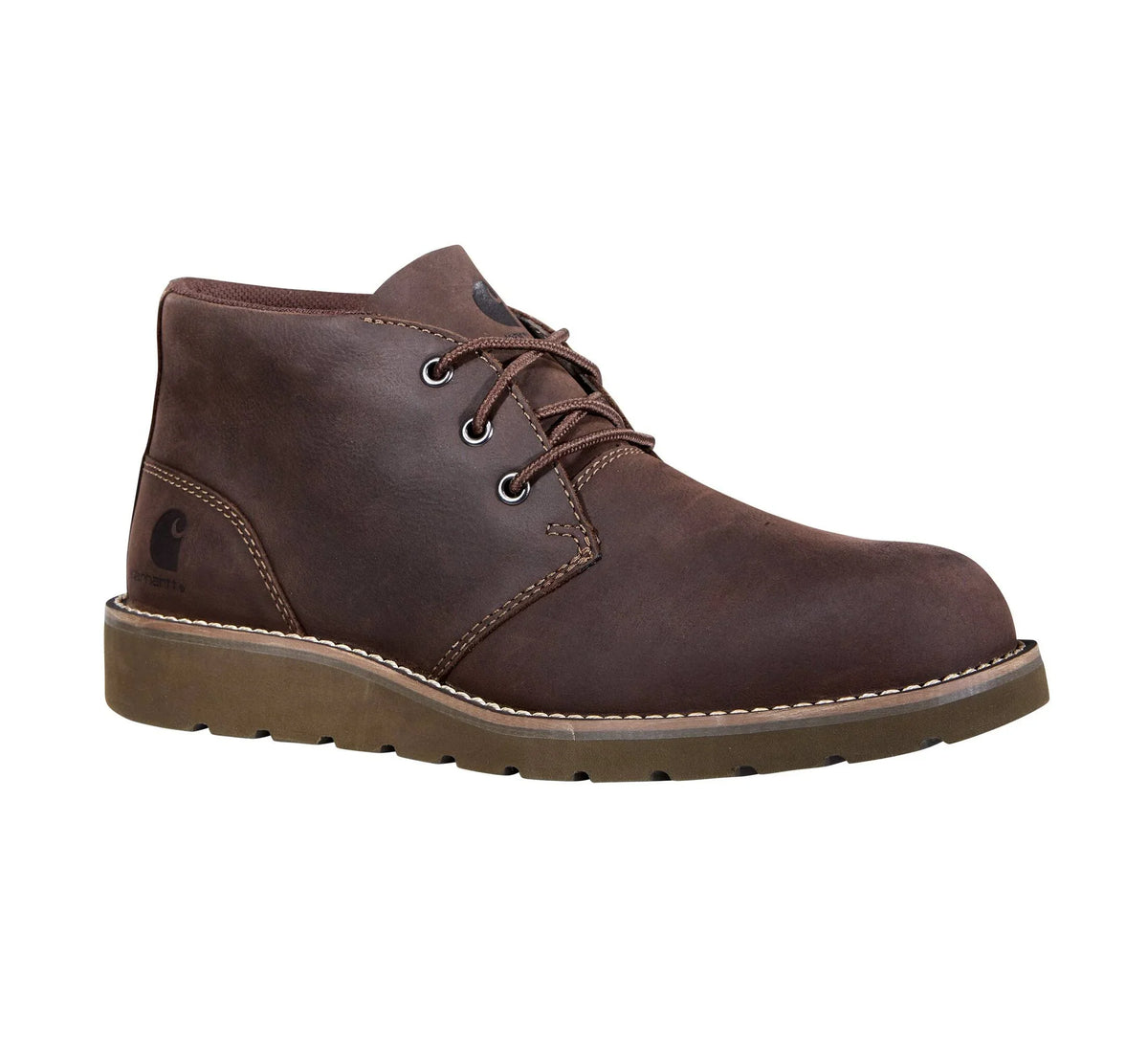 Plain Toe Wedge Chukka Work Boot - Dark Brown