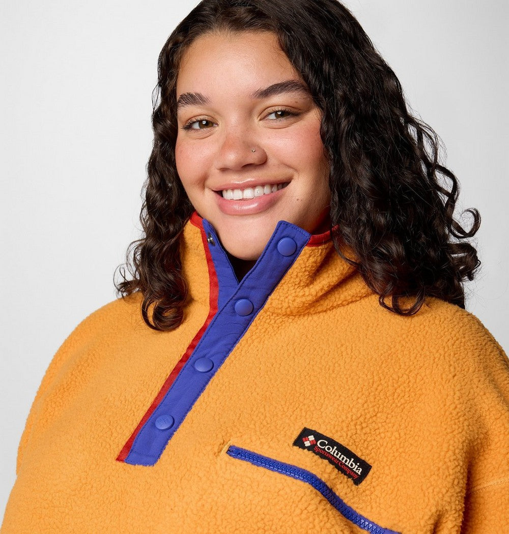 Women's Plus Cropped Sherpa Half-Snap Pullover - Tan