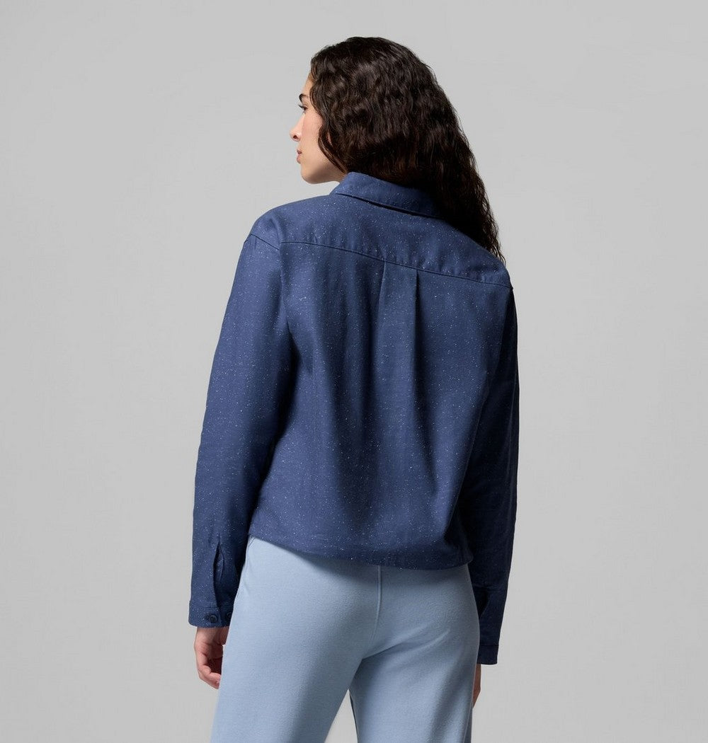 Women's Stretch Long-Sleeve Button-Up Shirt - Blue
