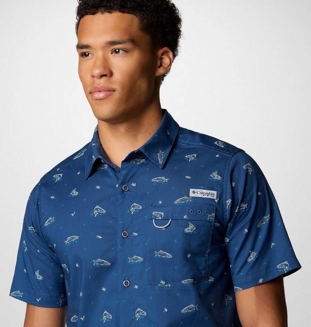 Men's Short-Sleeve Cotton Camp Shirt - Gray