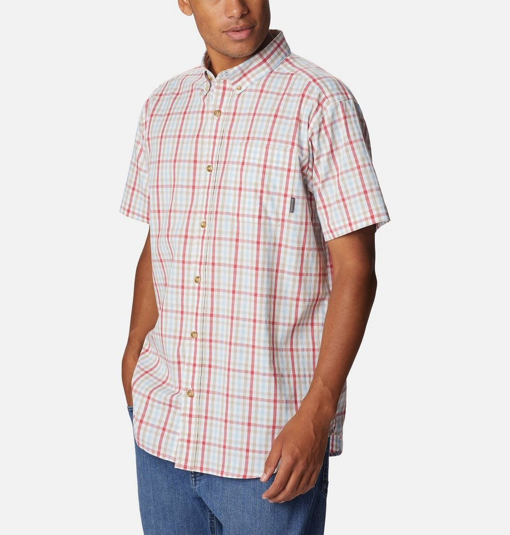 Men's Stretch Short Sleeve Plaid Shirt - Navy
