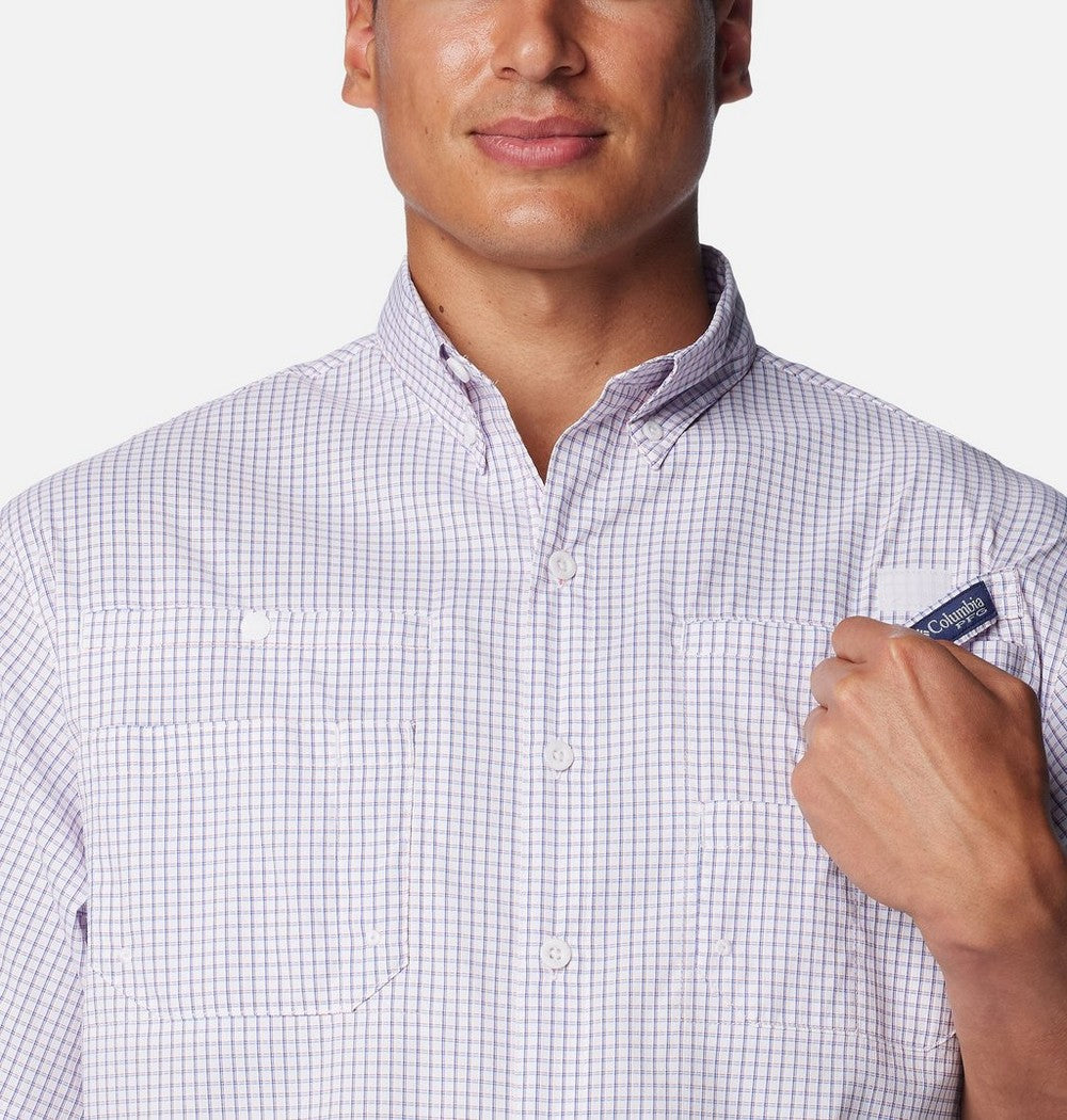 Men's Vented Short-Sleeve Fishing Shirt - Green Gingham