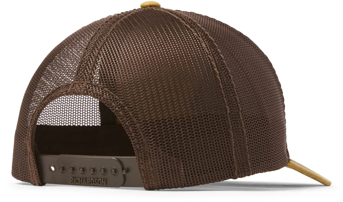 Waxed Cotton Mesh Trucker Cap - Camel