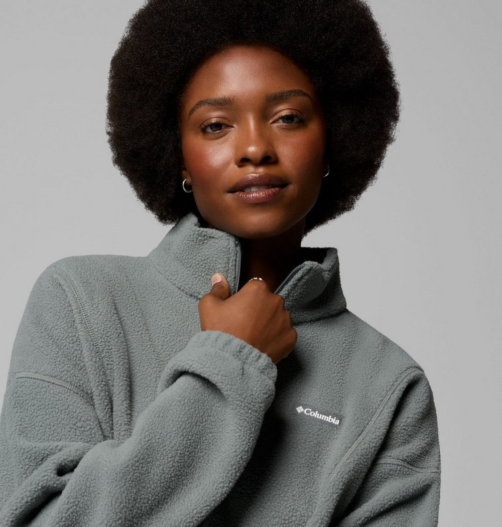 Women's Fleece Half-Zip Pullover - Blue Grey