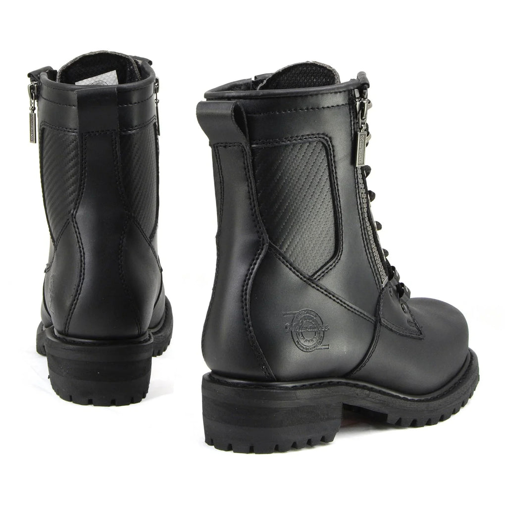 Men's Lace-Up Motorcycle Boots - Black