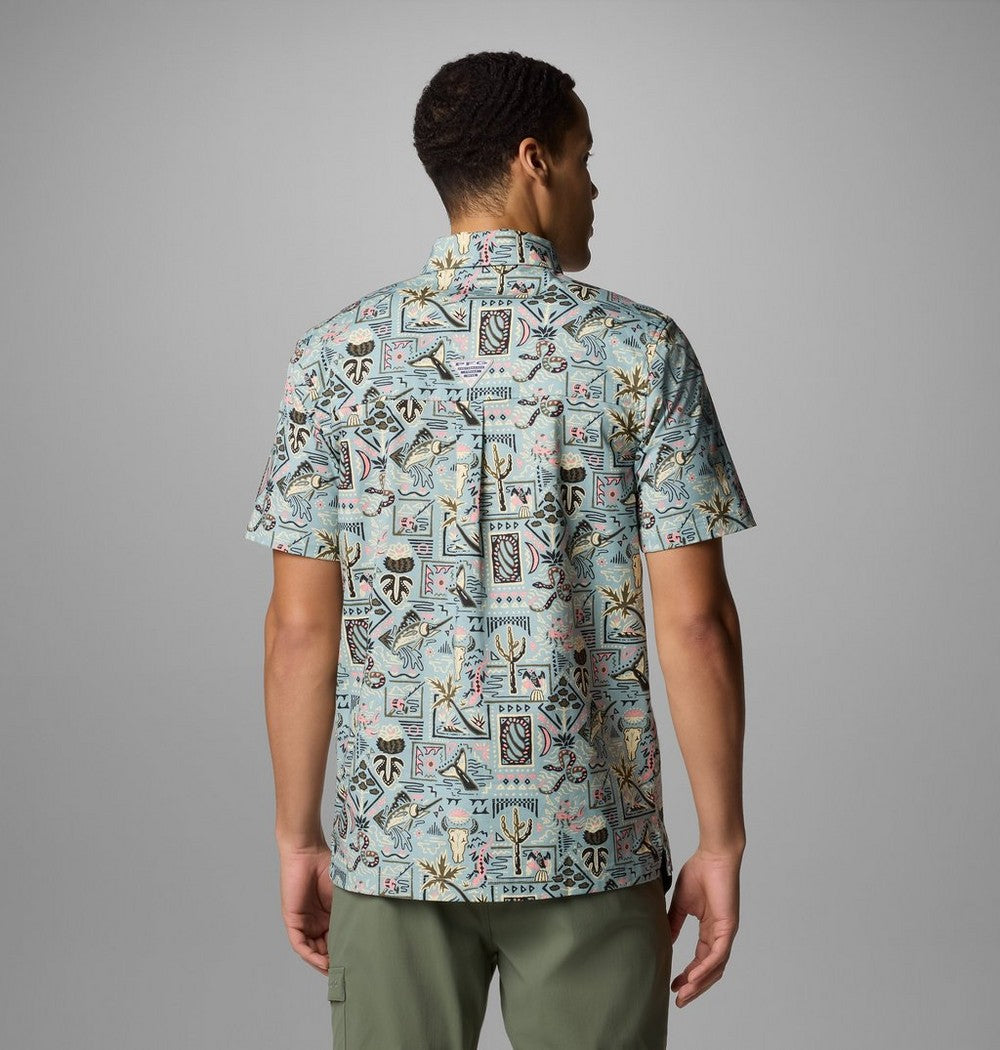 Men's Short-Sleeve Cotton Camp Shirt - Gray