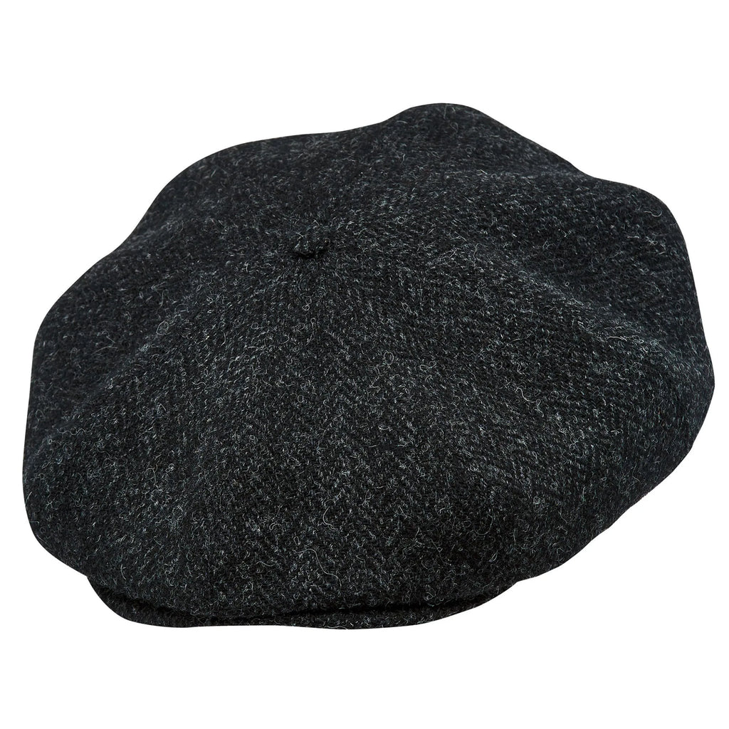 Birmingham Genuine Scottish Herringbone Tweed 8 Panels Man Cap Wool Large Crown Beige
