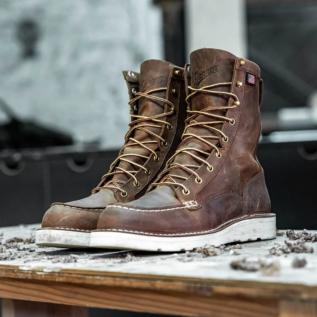 8-Inch Steel Toe Moc Toe Work Boot - Tobacco