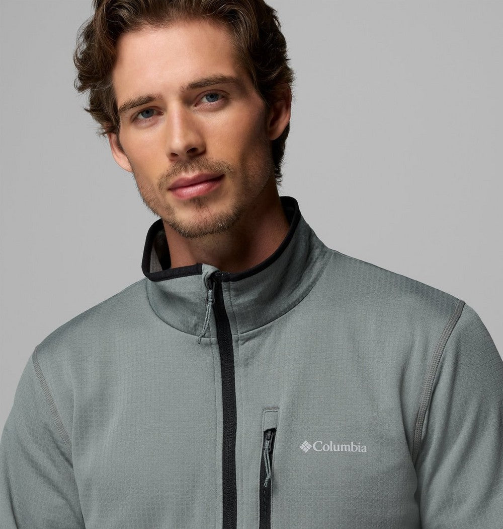 Men's Tall Grid Fleece Full-Zip Jacket - Gray
