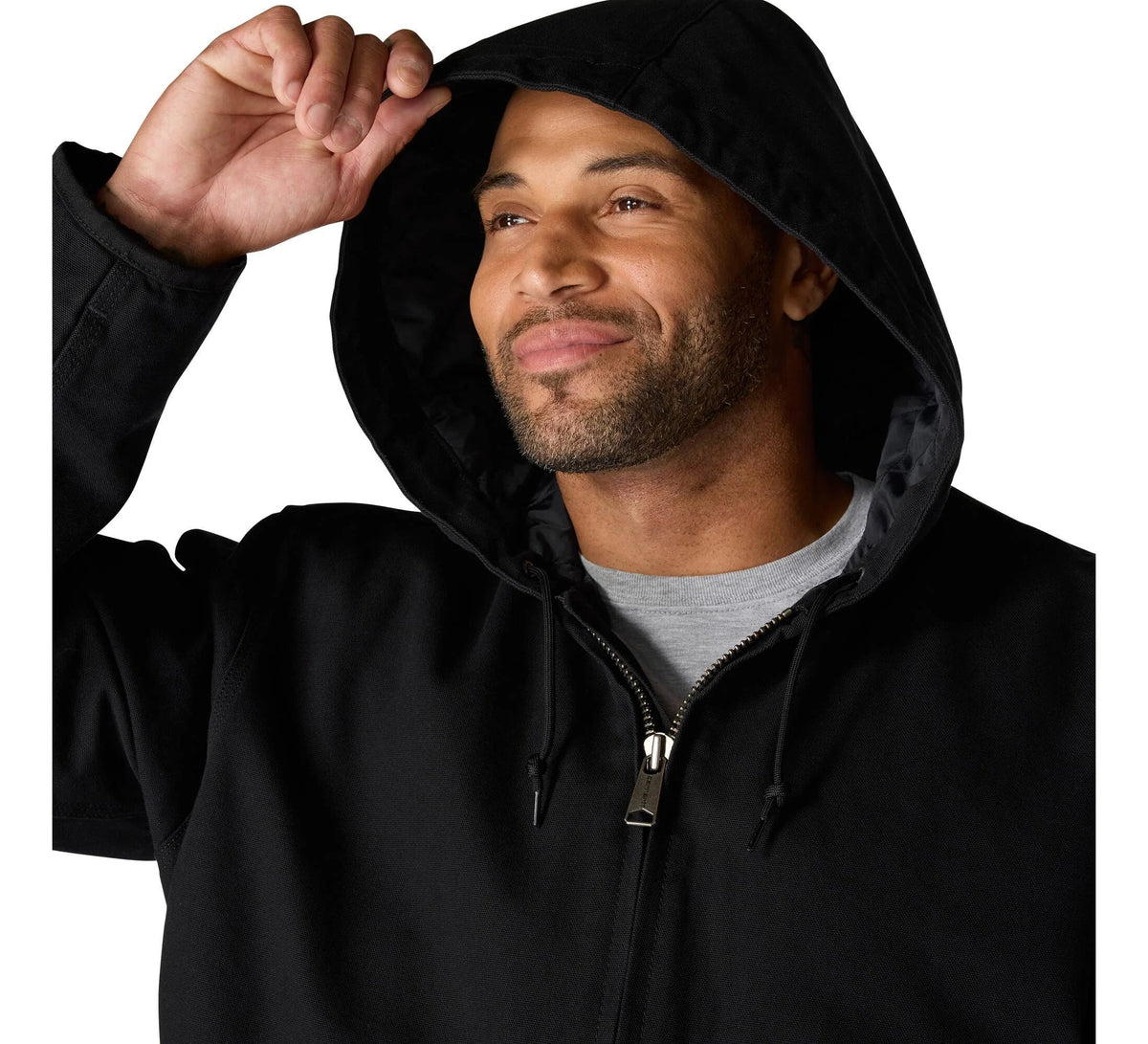 Men's Insulated Hooded Canvas Jacket - Black