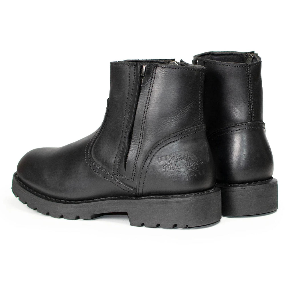 Men's Dual-Zip Motorcycle Boots - Black