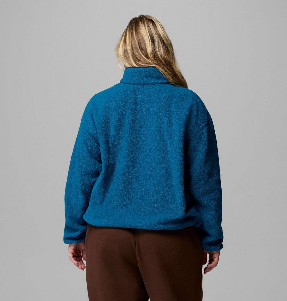 Women's Plus Cropped Sherpa Half-Snap Pullover - Tan