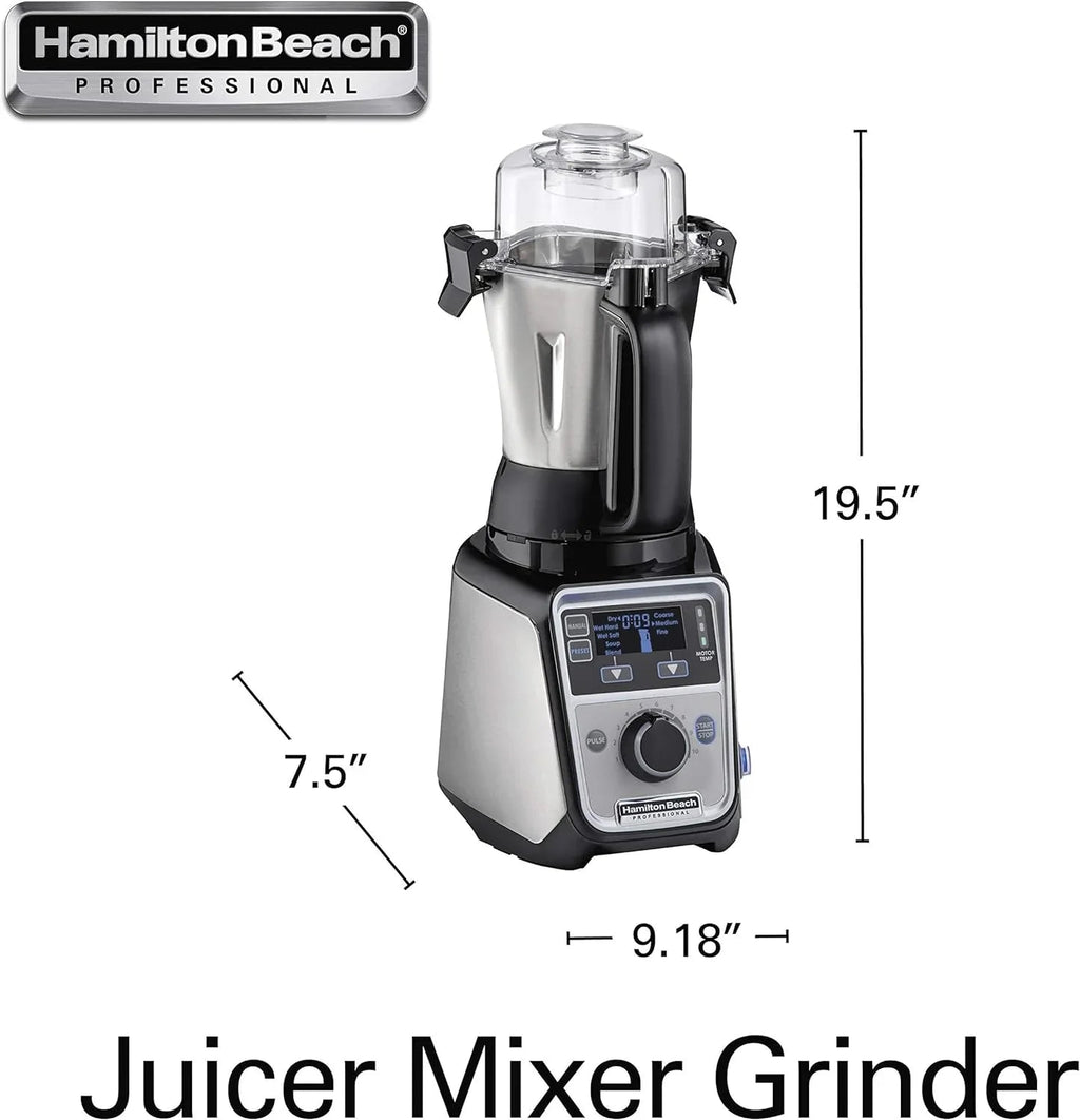 Hamilton Beach Professional 4-In-1 Juicer Mixer Grinder, 1400 Watt, 120V, 3 Leakproof Jars - 58770