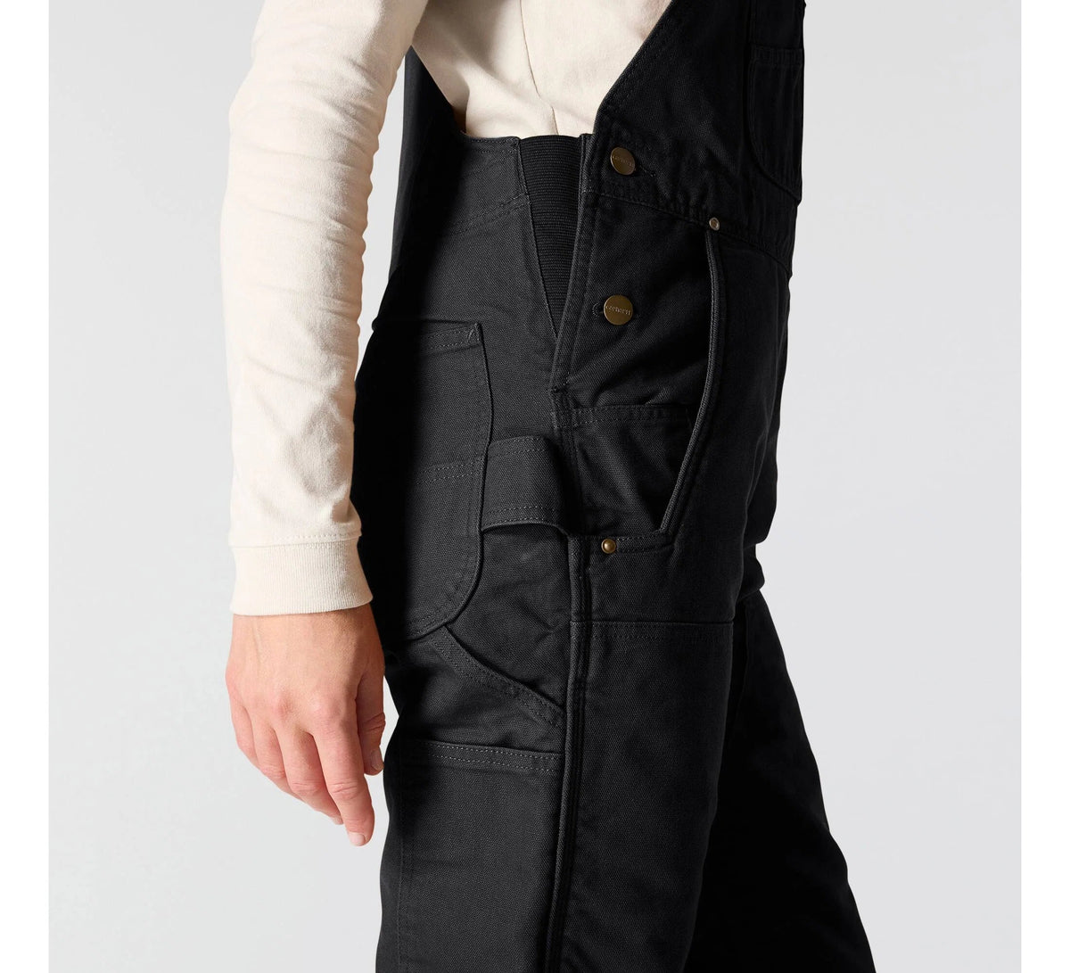 Women's Insulated Cotton Canvas Bib Overalls - Black