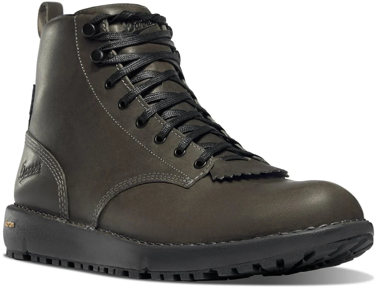Waterproof Leather Lace-Up Boots - Charcoal