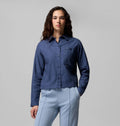 Women's Stretch Long-Sleeve Button-Up Shirt - Blue