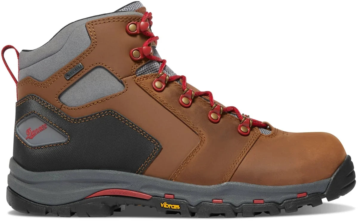Men's Waterproof Composite Toe Work Boot - Brown Red