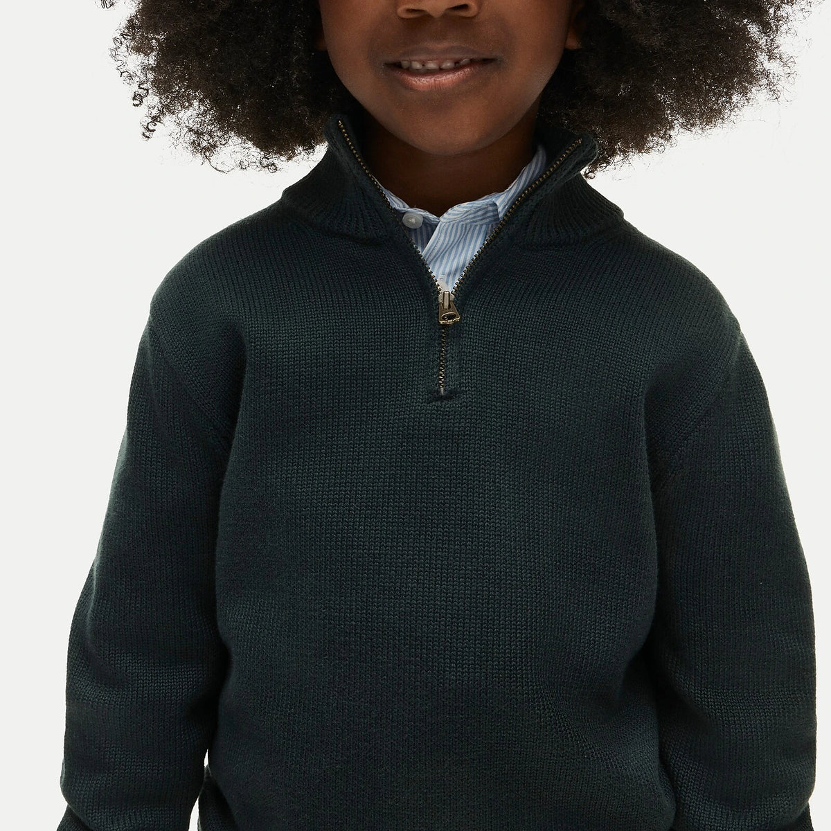 Kids' Cotton Quarter-Zip Pullover - Black