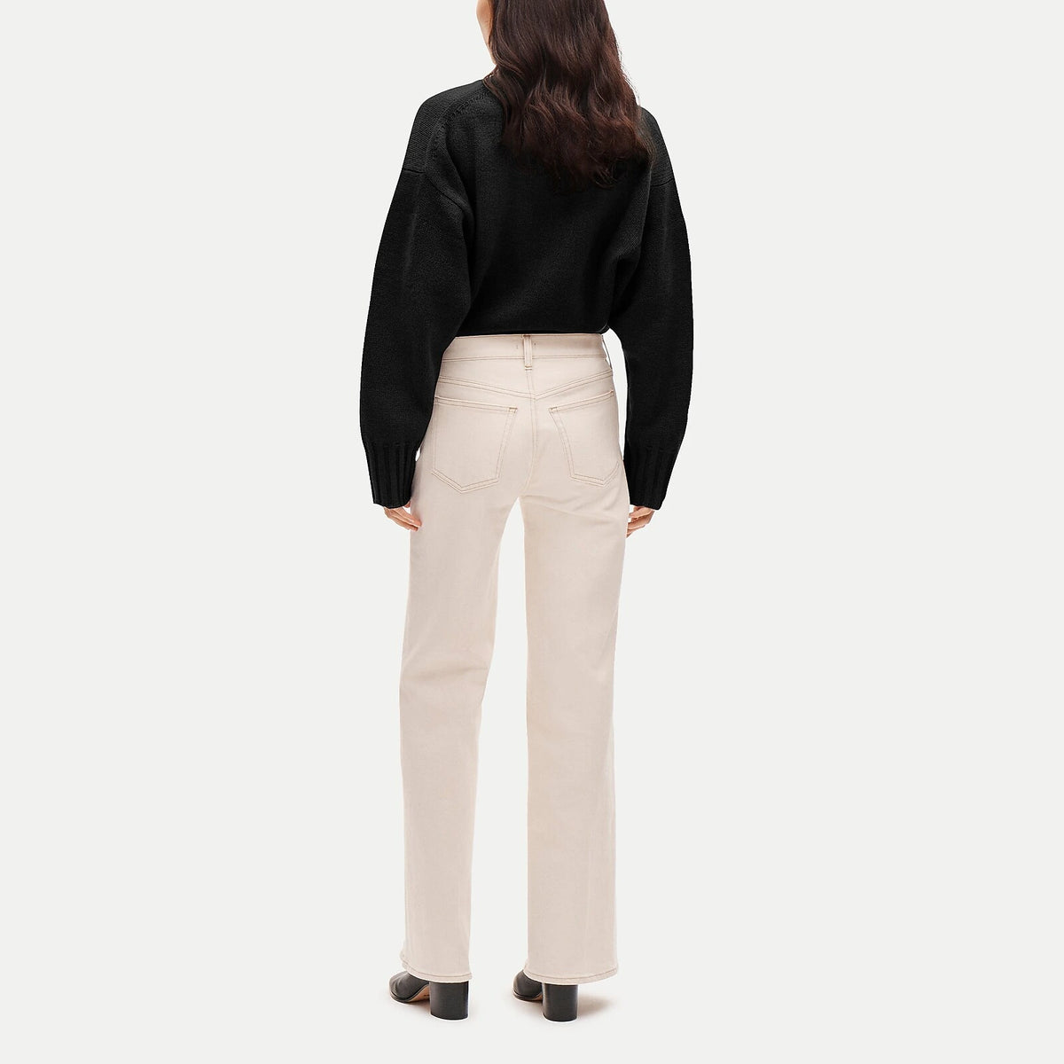 Women's Wide-Leg Denim Trouser Jeans - Ecru