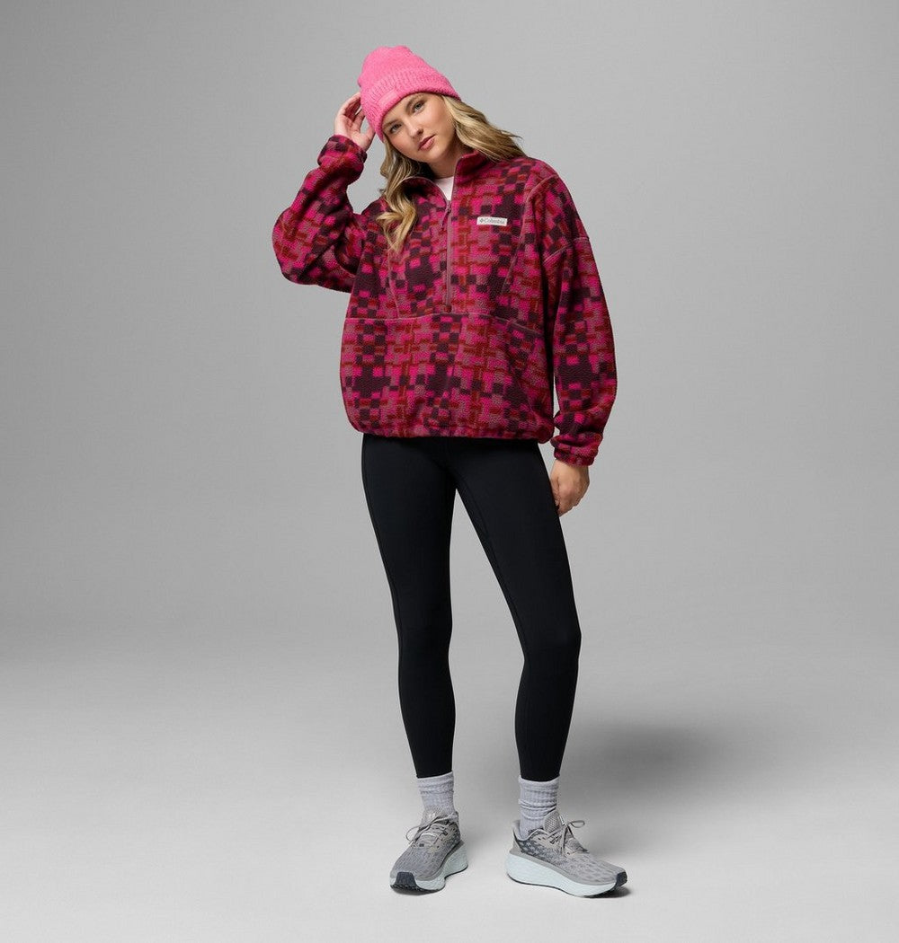 Women's Printed Fleece Half-Zip Pullover - Mauve